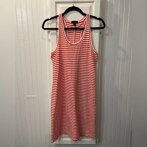 Orange and White Striped Racerback Tank Dress